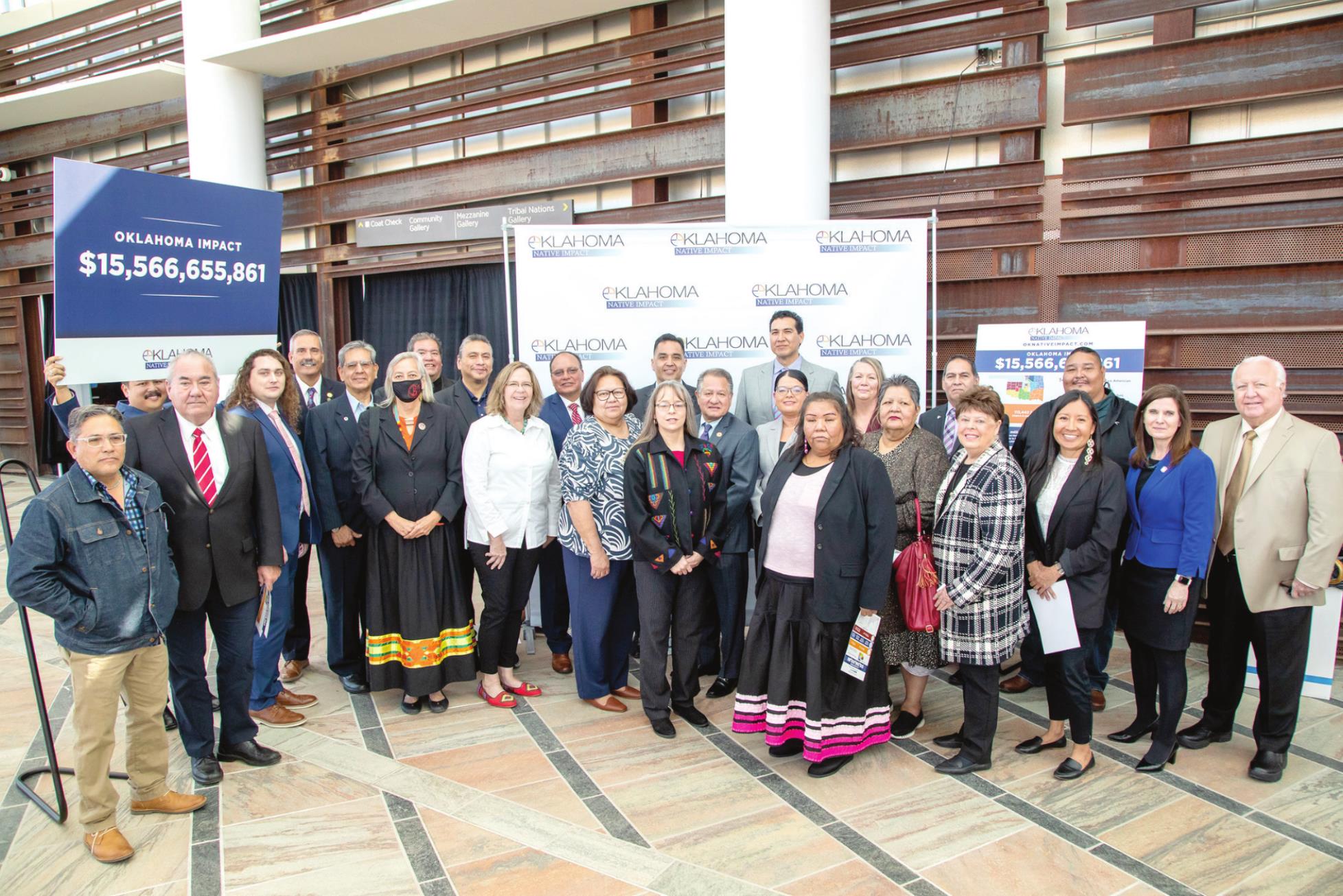 CPN Chairman John “Rocky” Barrett, far right, joins other tribal leaders and members of the Oklahoma Tribal Finance Consortium for the announcement. Photo provided by CPN