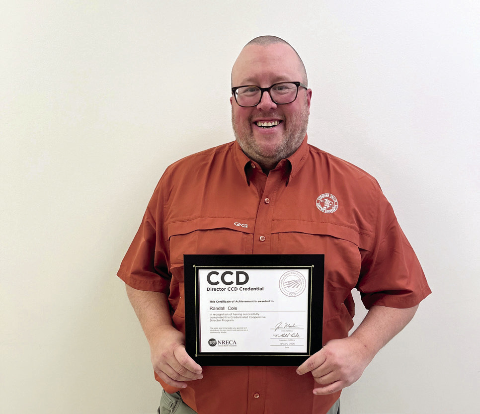 Director Randall Cole (District 7) recently completed the Credentialed Cooperative Director Certificate by the National Rural Electric Cooperative Association. Photo provided by CVEC