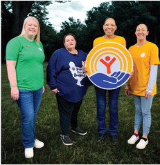 Sandy Vanderburg, Executive Director of United Way of Eastern Frontier Country, celebrates the new partnership with women from Worrel’s Haven. The collaboration will expand recovery support and resources for women in our community. Photo Provided