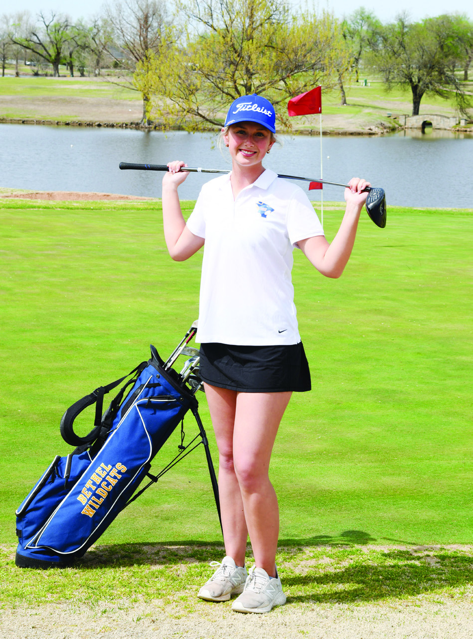 Bethel senior Kloee Nichols was chosen as one of two seniors from the eastern half of the state for the Class 3A All-State Team. She was selected after playing in the Class 3A State Tournament at Lake Murray, May 3-4, where she shot a 94 and 89. Bethel Girls Golf Coach Tommy Block said Nichols has only played golf for two years and will compete in the All-State Games in July at Tulsa. Photo provided.
