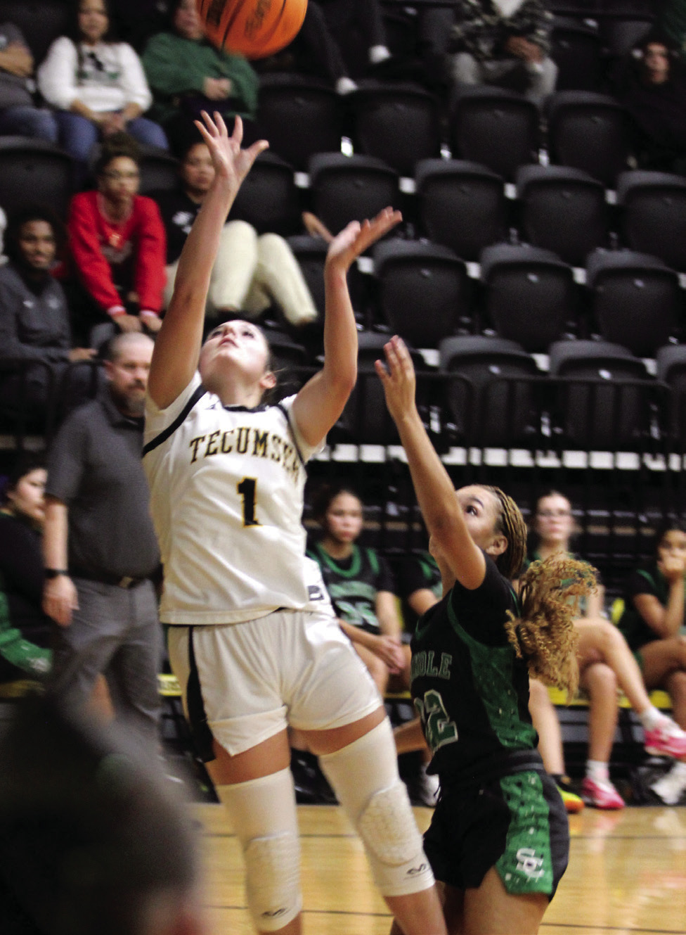 Tecumseh senior Cadence Leba launches a shot in the Jan. 6 home game against Seminole. The Lady Savages beat the Lady Chieftains 59-33, as did the Savages later, 97-62. Natasha Dunagan, Countywide & Sun