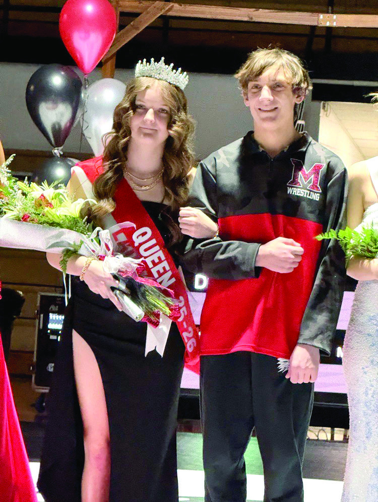 McLoud High School held their Wrestling Homecoming on Jan. 20 and crowned Launa Troutt as queen. She is escorted by Isak Whitten. Photo provided