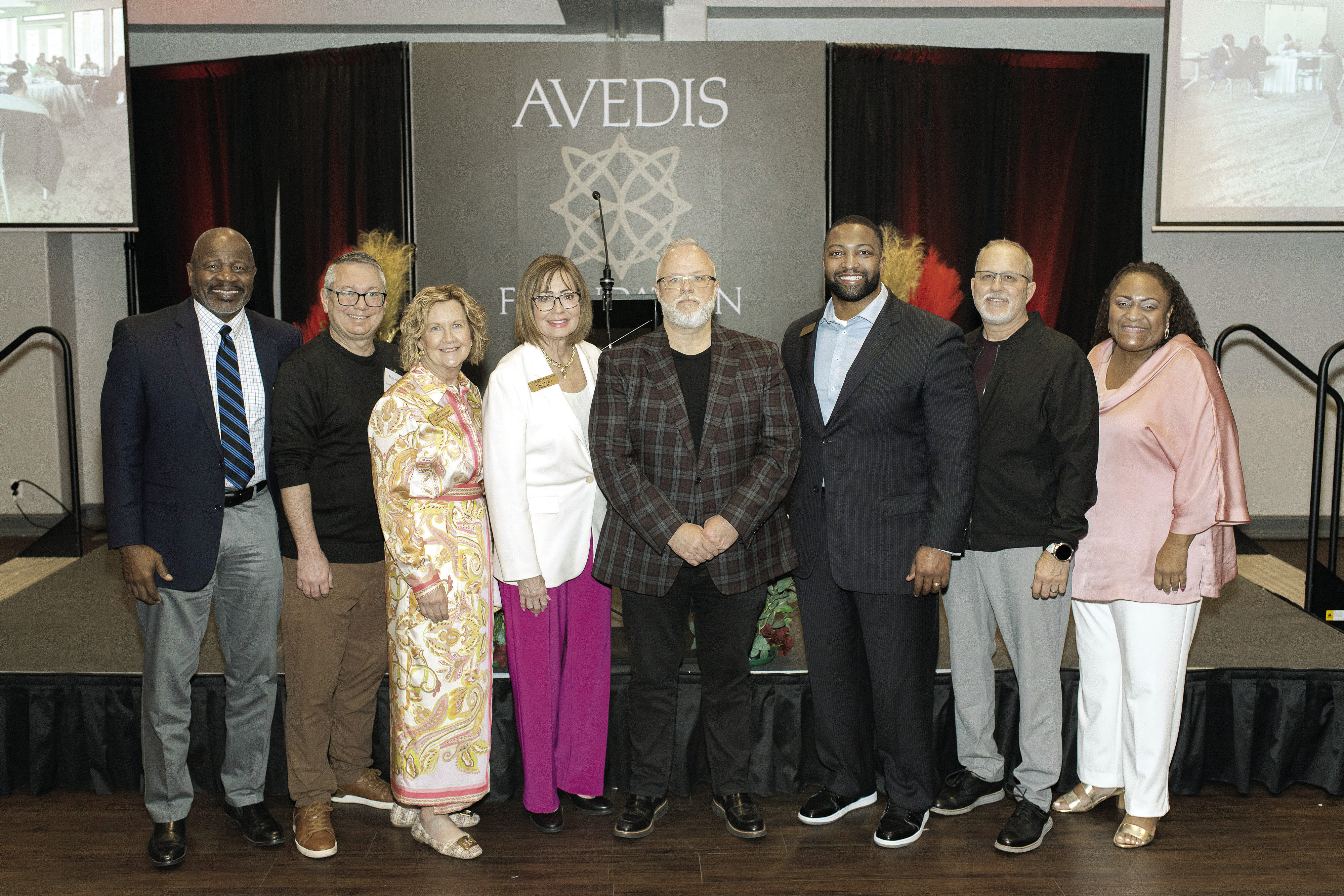 Pictured from left: C.L. Prevost III, Senior Pastor Community Baptist Church; Rev. Matt Wiley, Senior Pastor Shawnee Presbyterian Church; Audrey Seeliger, Avedis Foundation; Dr. Kathy Laster, Avedis Foundation President and CEO; Keynote Speaker, David B. Gadberry, Lead Pastor of Lifeway Church of Kingfisher County; Josh L. Trimble, Avedis Foundation Board member; Travis Hurst, Senior Pastor, Faithco Church; and LaShane Hill, LMFT, Director Kemp MFT Clinic OBU. Photo by Chris Rettman