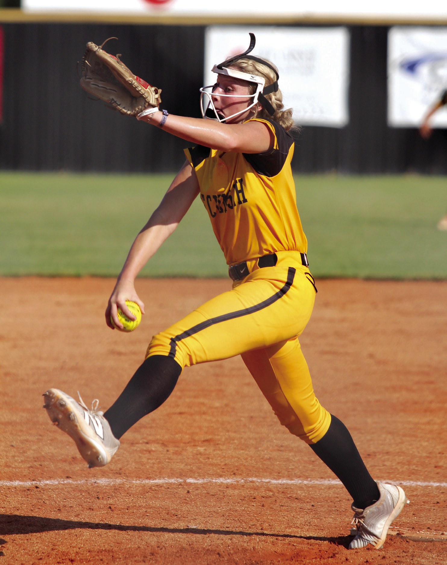 Tecumseh junior Steeli Mitchell slings the ball home in the fourth inning of the Aug. 13 game with Cleveland. The Lady Savages won, 10-0. Countywide & Sun/Natasha Dunagan