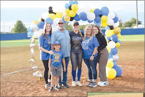 Brooklyn Duff was honored on Bethel’s Softball Senior Night, Sept. 12. She was the only senior on the team. Pictured here with her siblings and parents, from left: Allie, Tanner, Patrick, Brooklyn, Raven and Jordyn Duff. Countywide &amp; Sun/Julie Talton