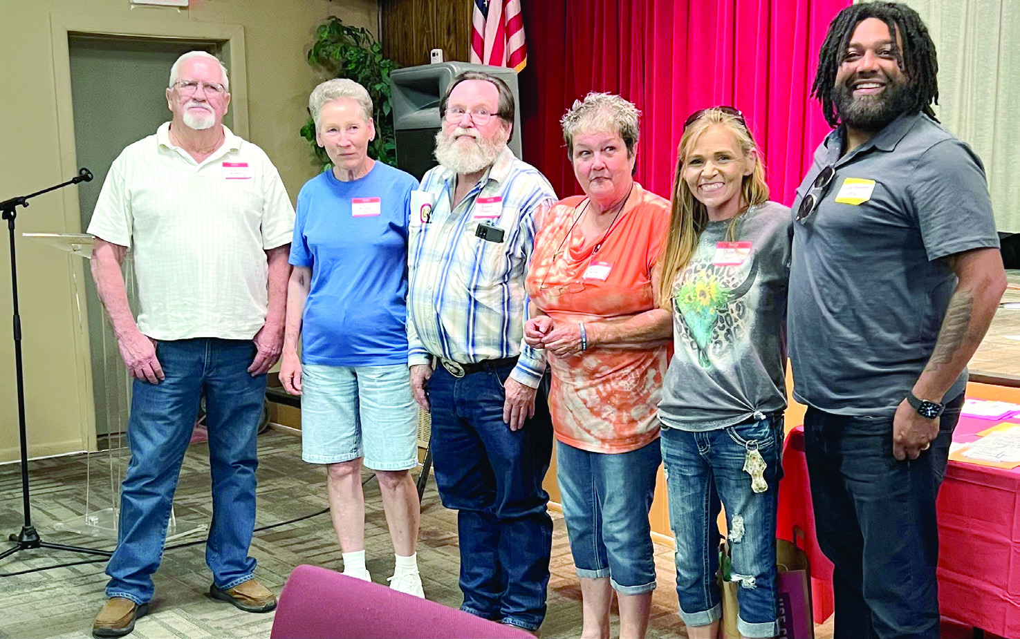 These graduates attended the 2024 Earlsboro Banquet for the first time. Pictured from right: Bob Nettles, Clara (McAfee) Thompson, Donnie Owens, Glenda Sue (Herron) Ortega, Shanda Owens and Keyon Permetter. Photo provided