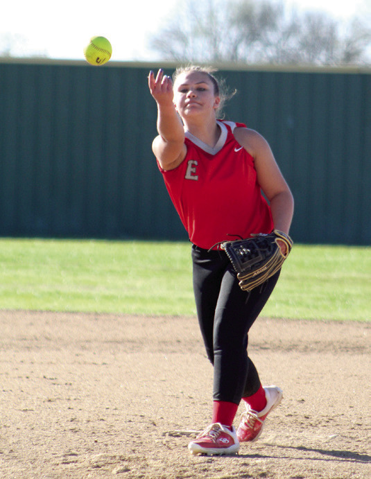 Earlsboro’s Sierra Streater is the third pitcher to try her hand in the last inning of the Varnum game of the Little River Slow Pitch Tournament, held at FireLake Ball Fields on April 3. Countywide &amp; Sun/Natasha Dunagan