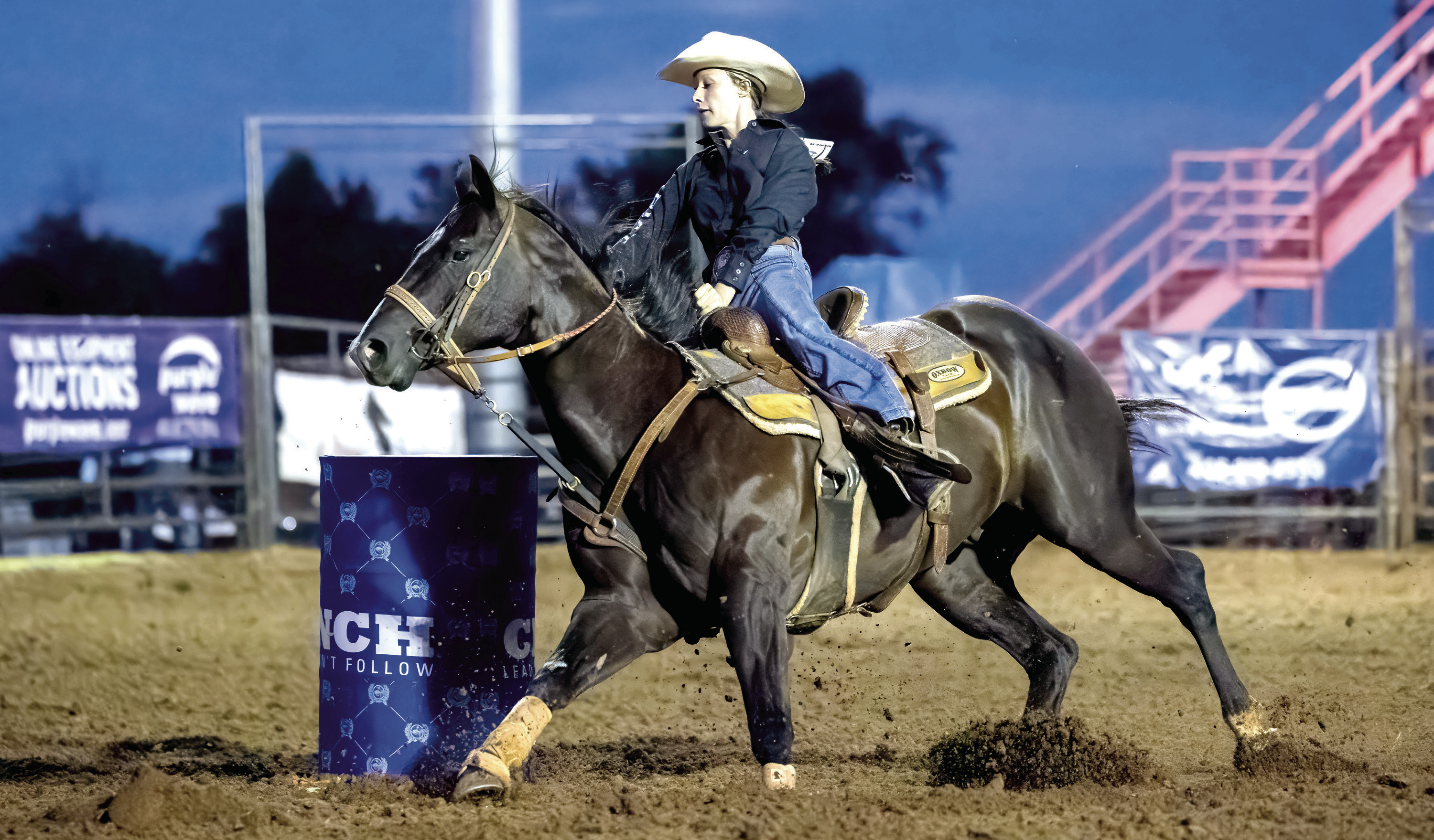 Jessica Staff, of Tecumseh, rounds a barrel in the 32nd Annual International Finals Youth Rodeo on July 8 at the Heart of Oklahoma Expo Center. File photo courtesy of Richelle Treece.