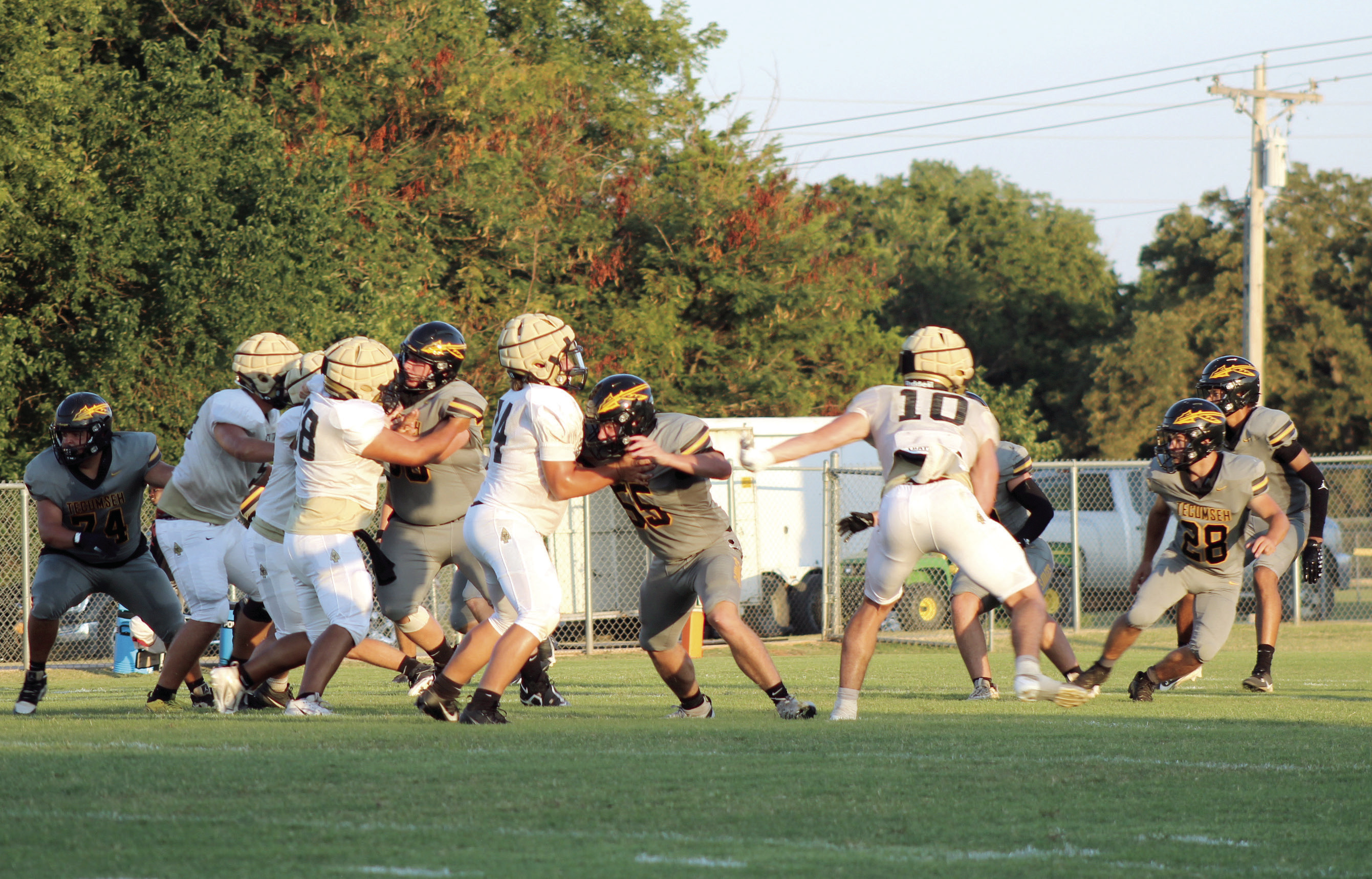 The Tecumseh Savages go up against the Broken Bow Savages during their first scrimmage of the season on Aug. 22. They also played the Western Heights Jets. Tecumseh's first home game will be on Sept. 5 at 7 pm against Classen SAS at Northeast. Cheyanne Dietz, Countywide & Sun