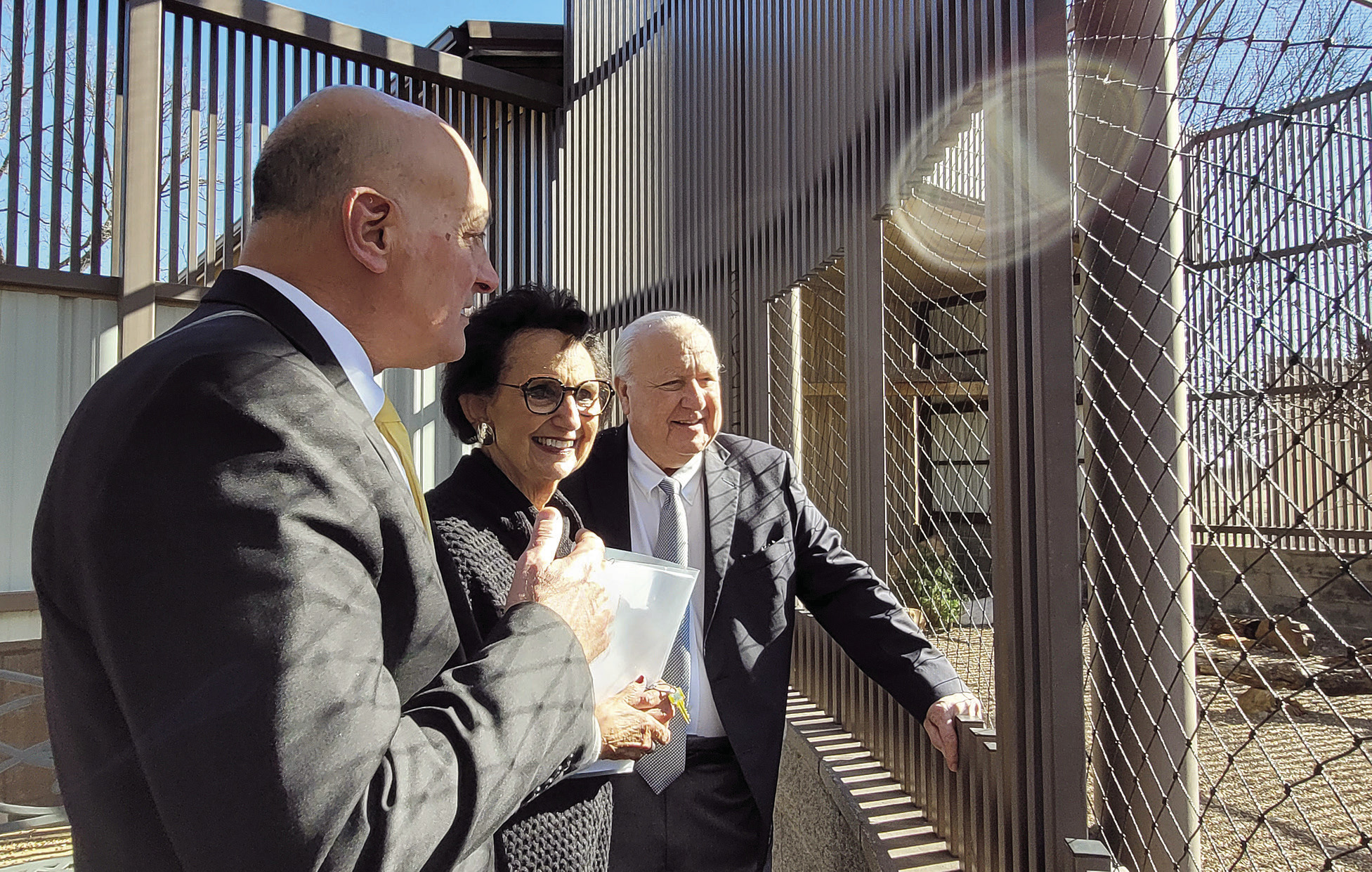 Chairman John “Rocky” Barrett and Vice-Chairman Linda Capps visit the CPN Eagle Aviary with Air Force Sustainment Center Executive Director Dennis D’Angelo. Photo provided