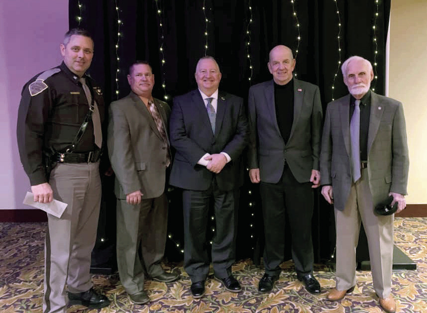 Members of the Concerned Oklahomans for the Highway Patrol Society attended the Shawnee Police Department 2020 Awards. Pictured from left are OHP Chief Brent Sugg, DPS Assistant Commissioner Chief Pat Mays, DPS Commissioner John Scully, COHPS President Jim Laurick, and COHPS Western Region Vice-President Dr. Joe Taron. Photo provided