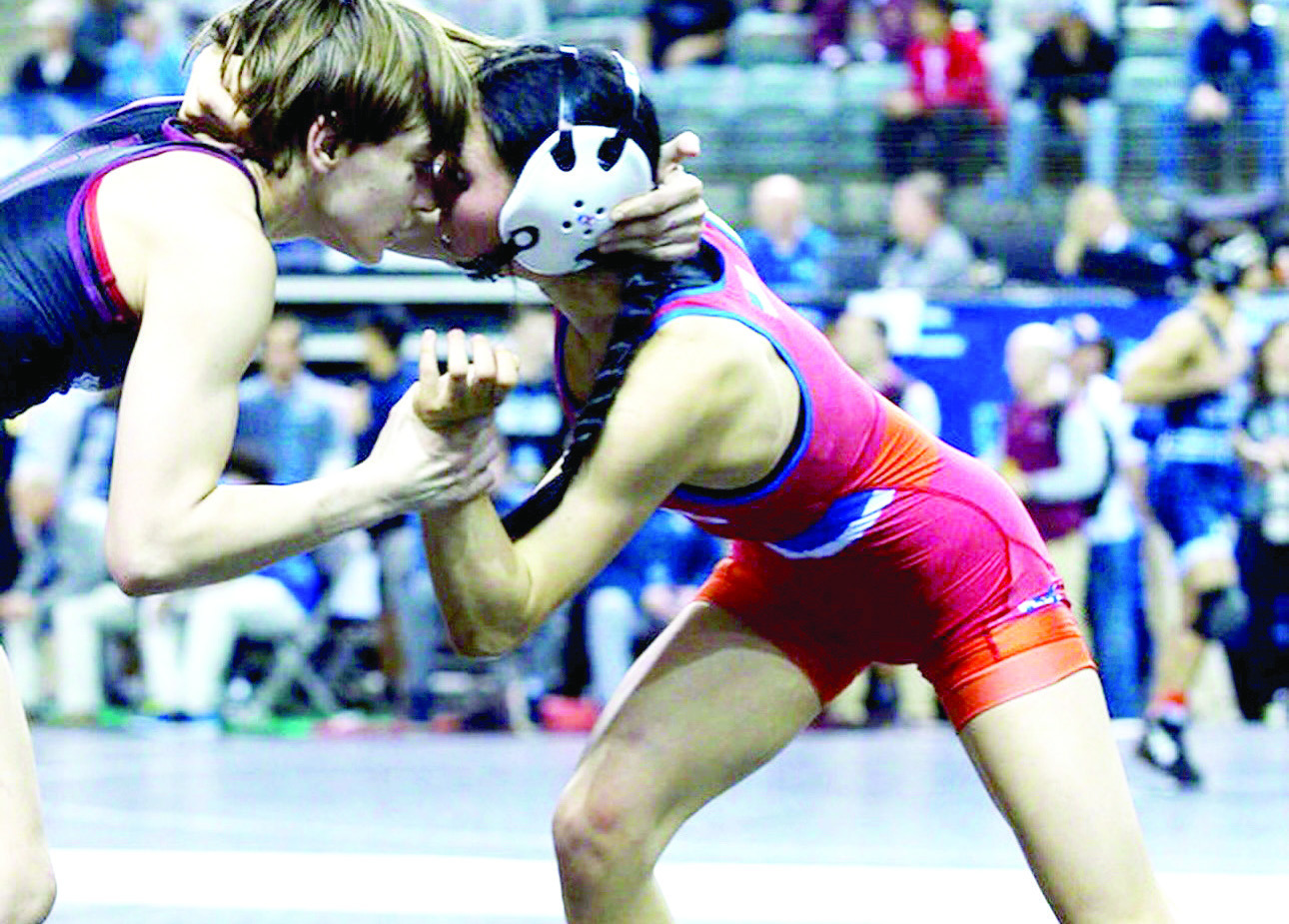 Vivian Hayes’ wins by pin and advances to the semis match at Nationals on Mar. 6-7 Photo Courtesy of Murray State College