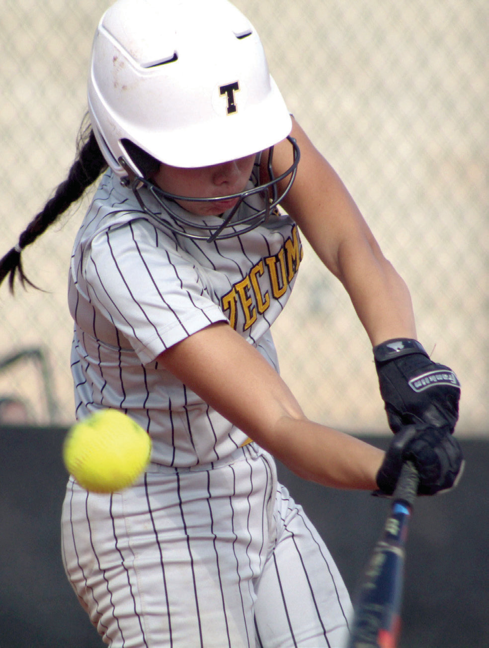 Tecumseh’s Serenity Jacoway takes her turn at bat during the Dale-Tecumseh Tournament on Sept. 9. The Lady Savages lost that game, 1-3, as well as the game with Minco, 0-1, earlier that day. Countywide &amp; Sun/Natasha Dunagan