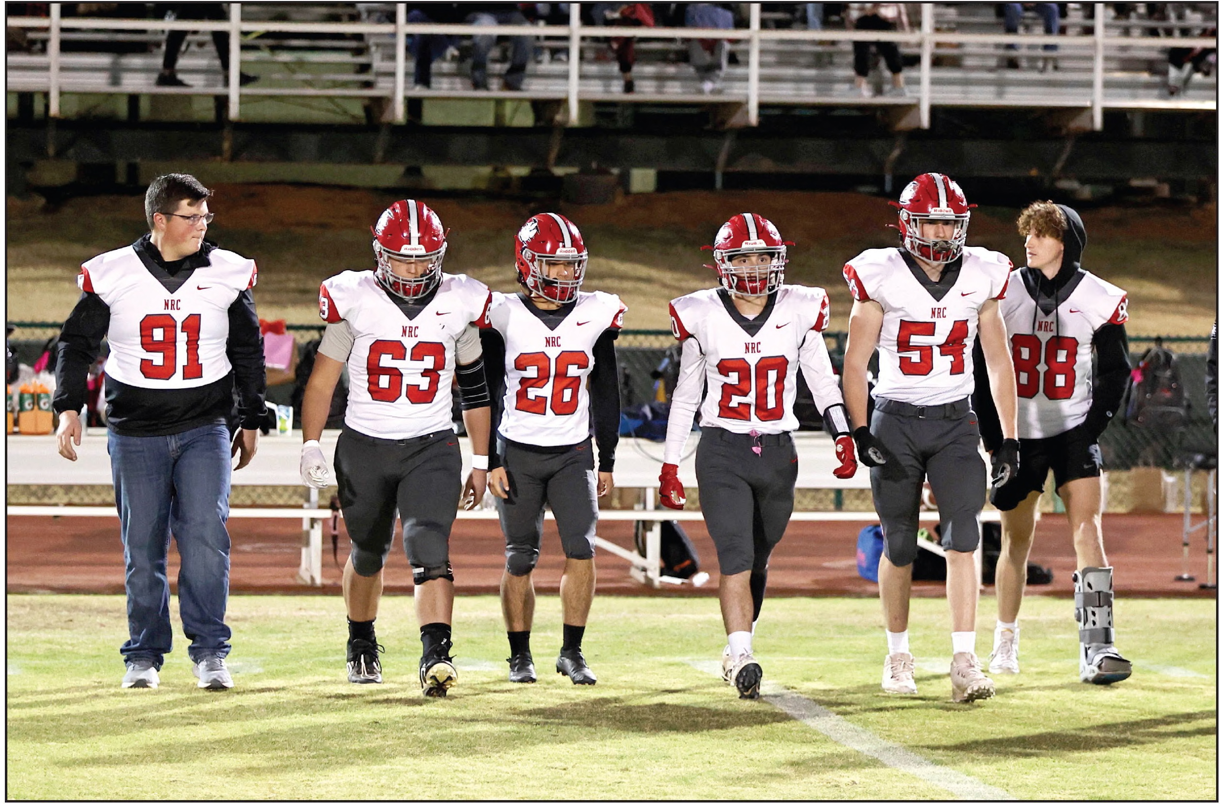 The last game for the seniors: Cooper Kline, Andrew Ritter, Nathan Clark, Calvin Bray, Konner Kellogg, &amp; Maddox Motley. Photo courtesy of Gowin Photography