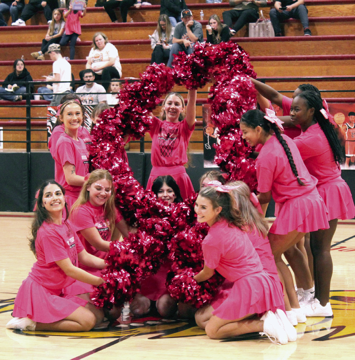 The Earlsboro High School Cheerleaders perform during halftime of the Jan. 6 Wildcats Pink Out game. Natasha Dunagan, Countywide & Sun