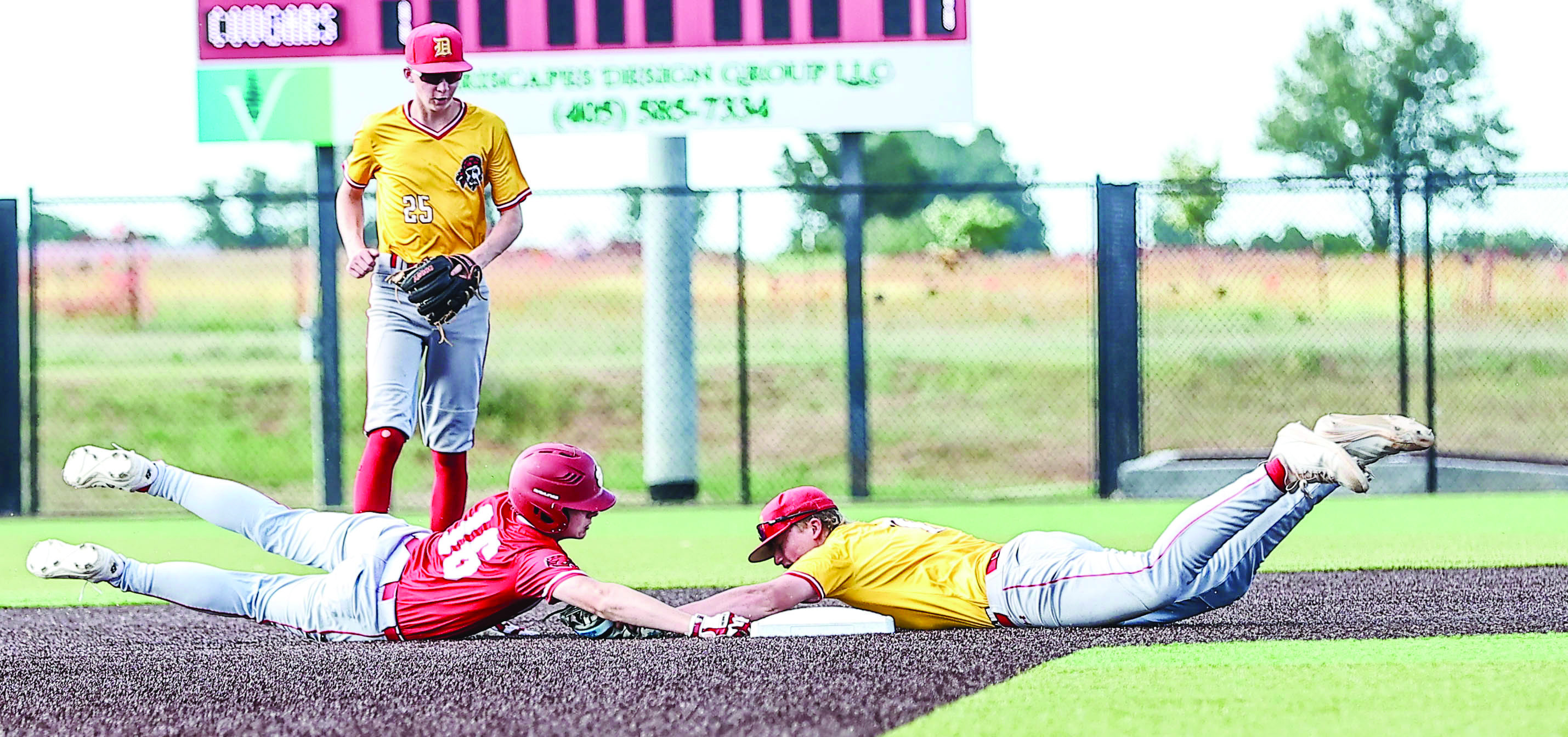 NRC baseball hosted Dale on June 9, losing 2-6. Denton Forsythe gets the tag on Tristan Lowe when he slid past 2nd. Photos courtesy of Gowin Photography