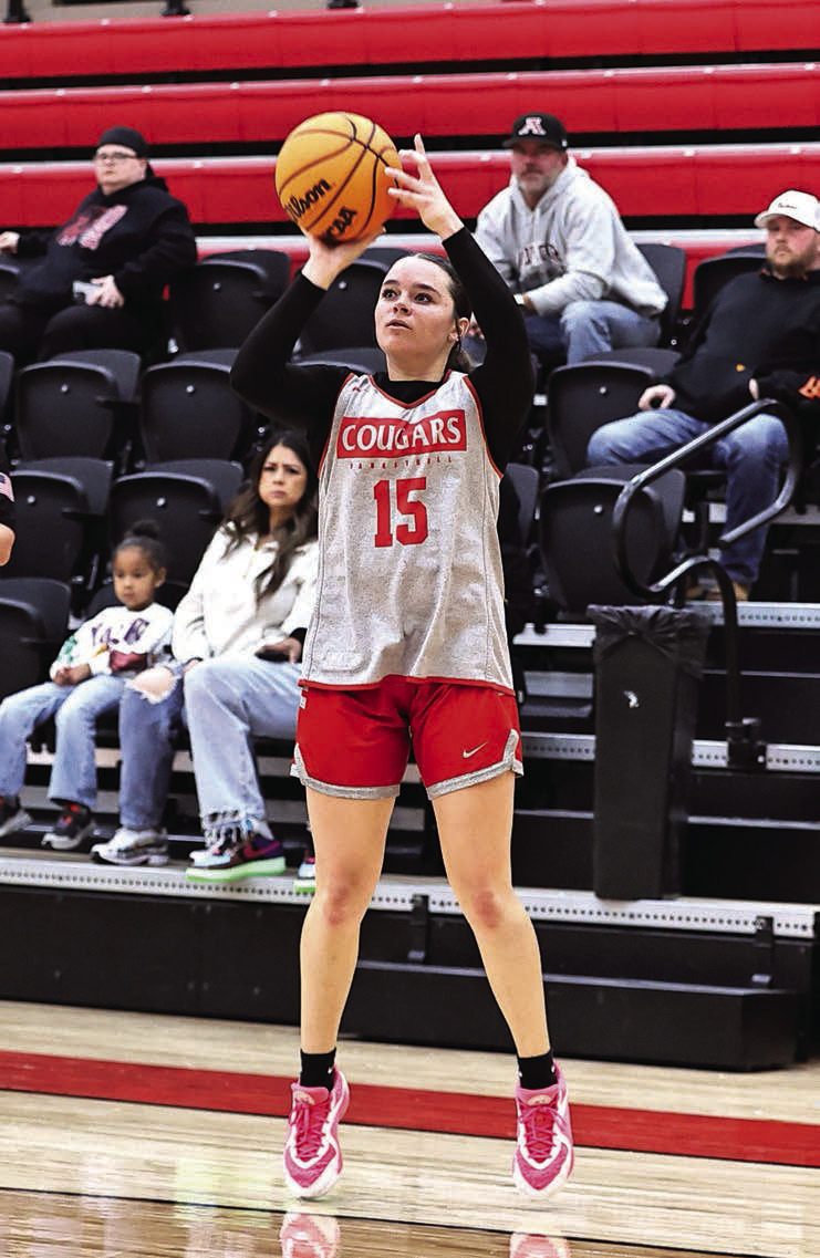 North Rock Creek’s Morgan Campbell shoots from just outside the arc.
