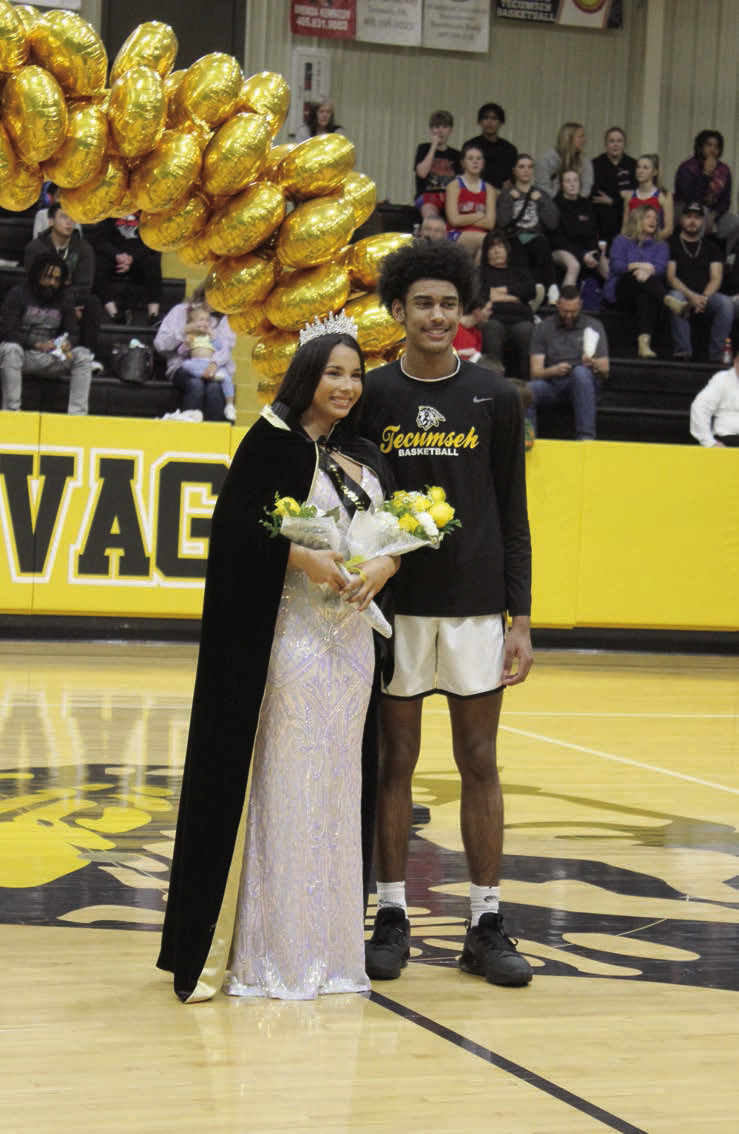 Tecumseh’s Jadyn Wilson was crowned Spring Homecoming Queen before the basketball games on Jan. 26. She was escorted by senior Jace Edwards. Countywide & Sun/Natasha Dunagan