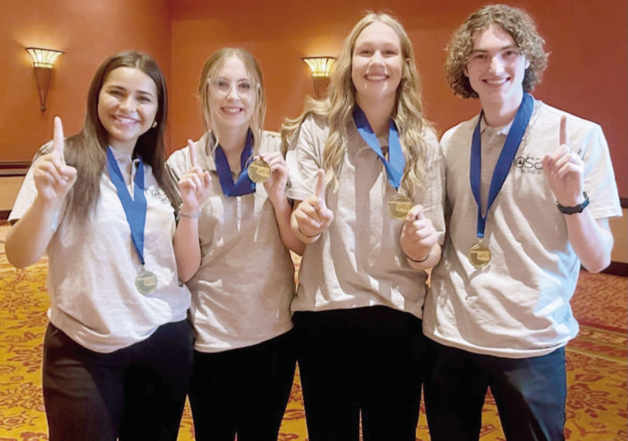 Pictured from left are Manuela Parada and Annaliese Price of Shawnee High School, and Hope Streater and Cameron Black from North Rock Creek High School. Photo provided by Shawnee High School