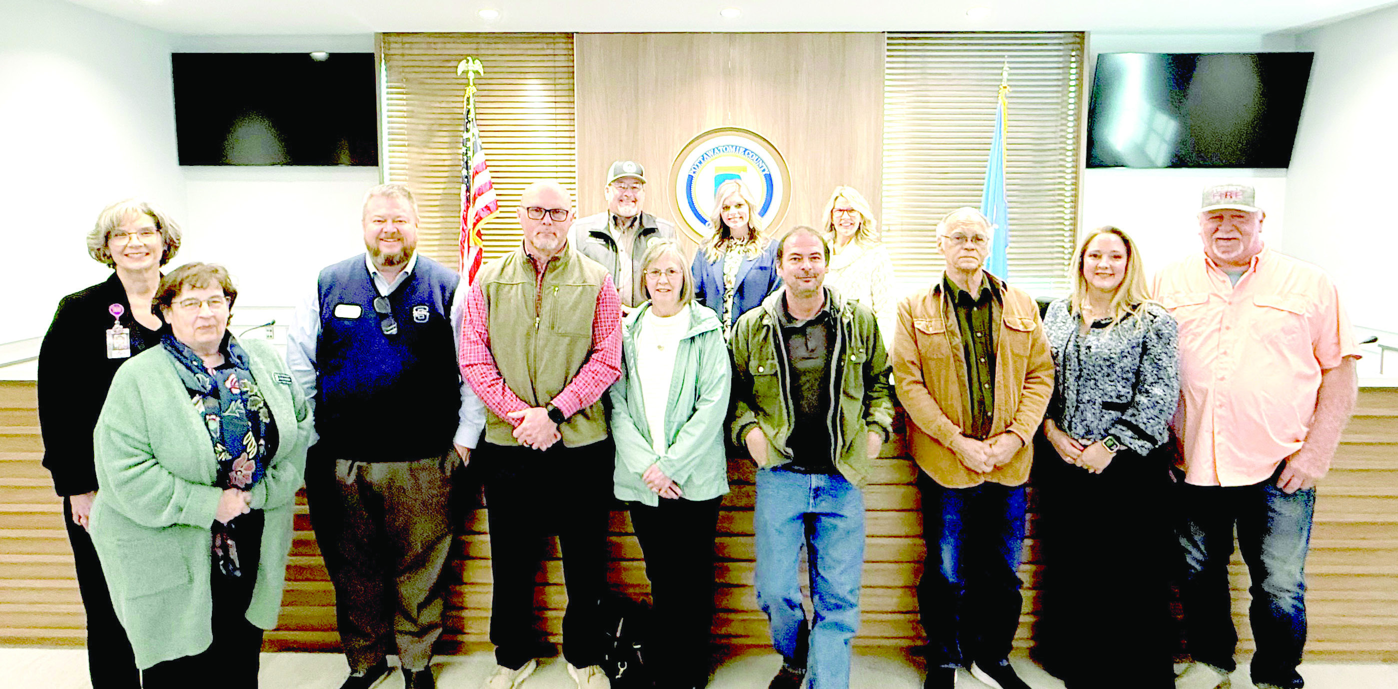 School Board members and superintendents from Shawnee, Gordon Cooper and Wanette, who were in attendance, pose with the County Commissioners who declared January School Board Recognition Month at the Commission meeting on Jan. 20. Julie Talton, Countywide & Sun