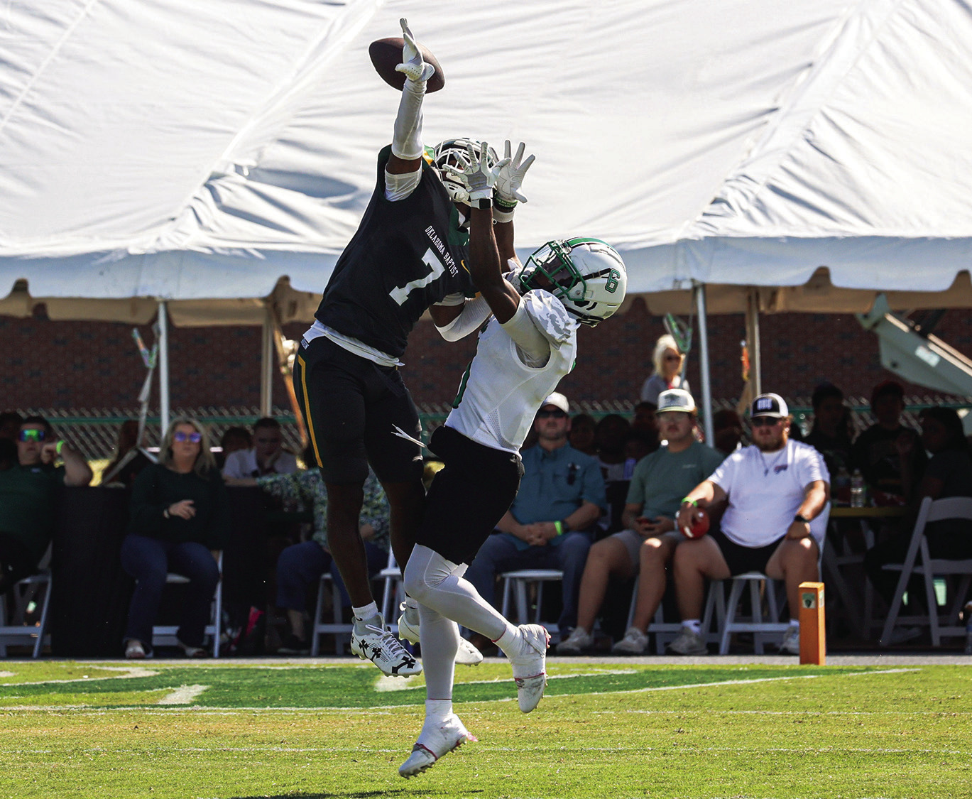 OBU's Bryson Cornelious deflects the ball just shy of the end zone. Photo Provided
