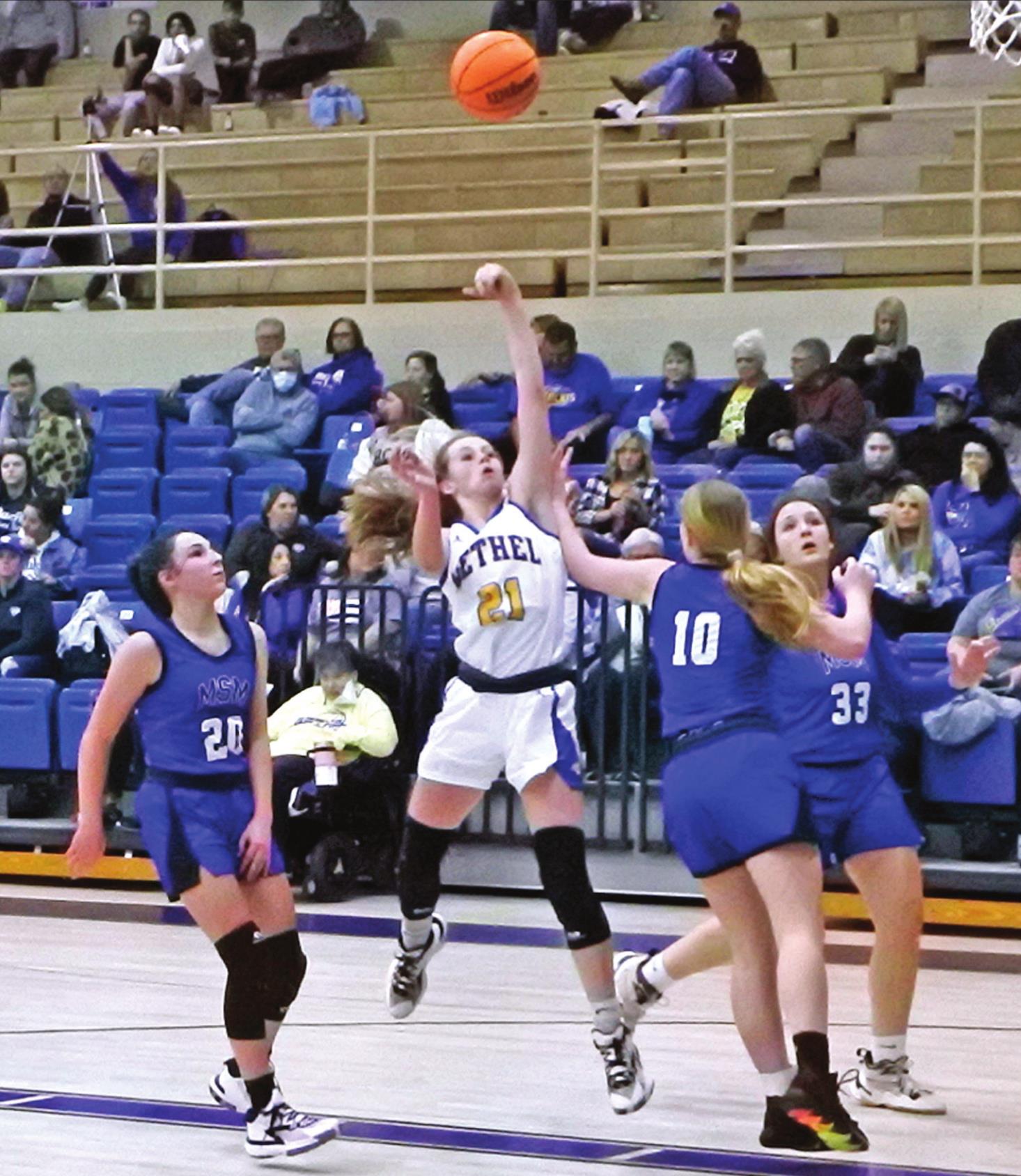 Bethel’s Josie Megehee throws up a shot at the home game against Mount St. Mary on Jan. 28. The Bethel Lady Wildcats won 69-12. Countywide &amp; Sun/Suzie Campbell