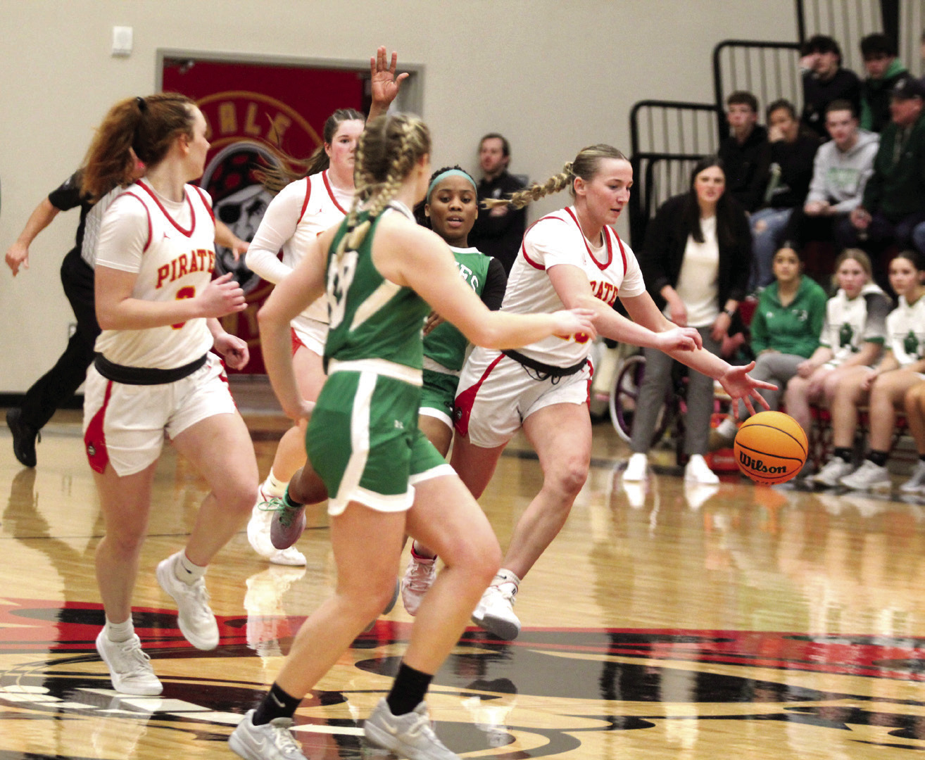 Dale senior Teague Muncy steals the ball during the Jan. 7 home game with Jones. The Lady Pirates won, 60-32, and the Pirates won, 56-41. Countywide & Sun/Natasha Dunagan