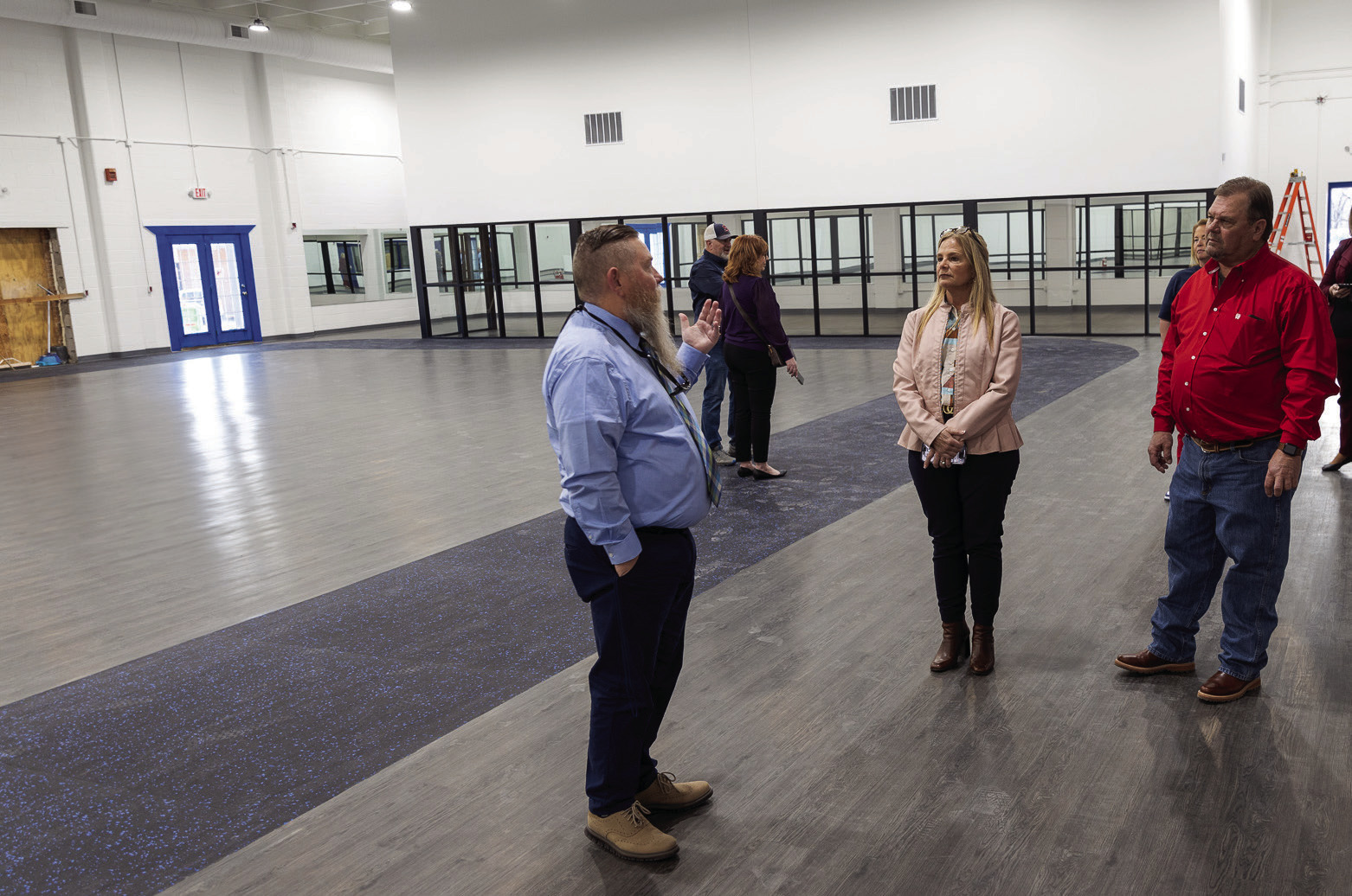 Following the Seminole State College Board of Regents Meeting on Feb. 15, regents and college employees toured the wellness center to see the progress on its construction. Pictured (left to right): Vice President for Student Affairs Dr. Bill Knowles, Regent Robyn Ready and Regent Curtis Morgan.