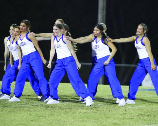 The Bethel High School Pom Squad performs during halftime of the Oct. 31 homecoming game against Okmulgee.
