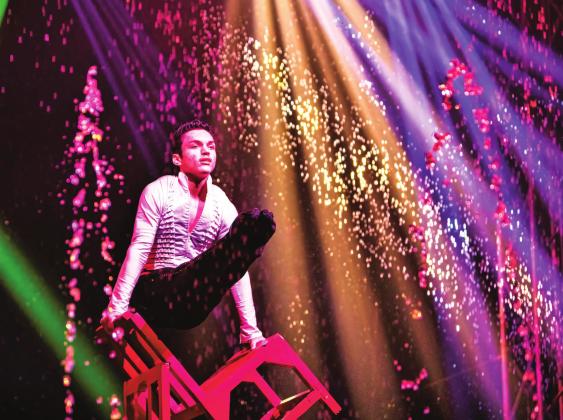 Derek Diaz of Cirque Italia will perform a chair balancing act in the Water Circus Gold unit’s shows at the Heart of Oklahoma Expo this weekend. Photo Provided by Jeremy Bacon.