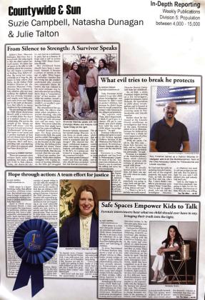 The Countywide &amp; Sun's Natasha Dunagan, Suzie Campbell, and Julie Talton won first place for In-Depth Reporting won in the Oklahoma Press Association's annual Better Newspaper Contest.