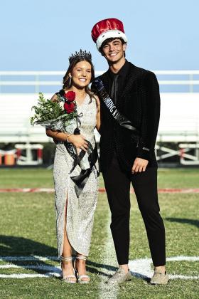 During North Rock Creek’s homecoming celebrations, held Friday, Sept. 29, Olivia Terrell and Seven Cawvey were crowned King and Queen. After homecoming celebrations, the Cougars beat Mannford 24-2. Photo courtesy of Gowin Photography