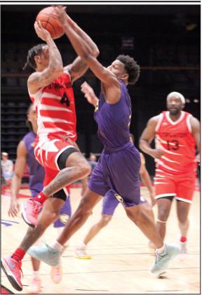 Potawatomi Fire Point Guard Chuck Guy, 2023 TBL Co-MVP, puts up a shot over a Creating Young Minds (CYM) defender in the third quarter of the Exhibition Game on Feb. 24. The Fire burned the Leopards, 154-113. Guy contributed 17 points and 16 assists to that score. The Basketball League (TBL) 2023 National Champions will begin their third season tomorrow (March 1) at 7 pm, facing the Enid Outlaws at FireLake Arena. Countywide &amp;amp; Sun/Natasha Dunagan