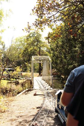 One of the features of the Locomotive Operators of Central Oklahoma facility is a trestle bridge, shown. LOCO is located on five acres west of Shawnee Twin Lakes on Lake Drive, and there are six other bridges and an 80-foot tunnel, according to their website, http://locotrains.org/loco/about-us/ . They are open to the public on the first Sunday of each month, 1-4 pm. Natasha Dunagan, Countywide &amp; Sun