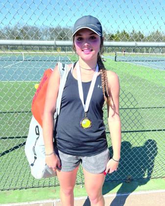 Tecumseh's Kyann Sells placed third in #1 Singles at the Ardmore Tennis Tournament on March 10. Photo provided.