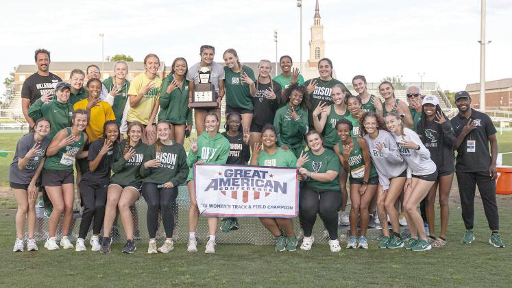 OBU Women's Track &amp;amp; Field pose for a team photo after claiming the GAC Championship Title. Photo provided by OBU