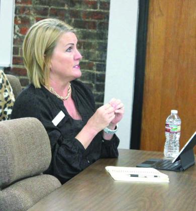 OSSBA representative Dr. Stephanie Hyder tells the Shawnee Board of Education about the advantages of their Superintendent Search during the special session meeting on Jan. 24. Countywide &amp; Sun/Natasha Dunagan