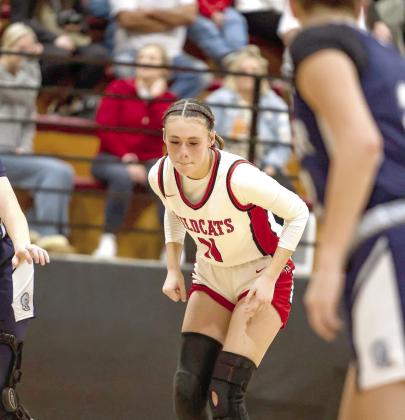 Earlsboro Lady Wildcat senior Natalie Peters prepares for a rebound.