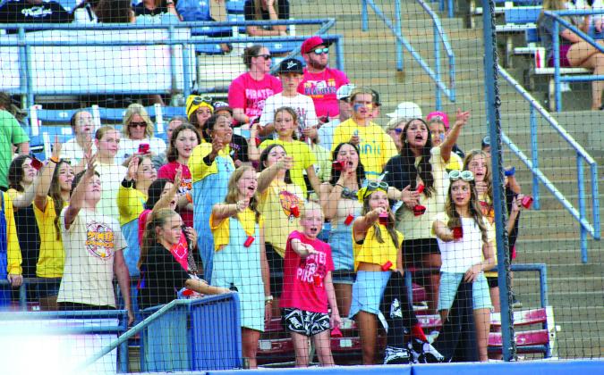 Dale Lady Pirates fans, many dressed as Despicable Me minions, cheer for their team during the Class 2A Fast Pitch State Quarterfinals on Oct. 9. Natasha Dunagan, Countywide &amp;amp; Sun