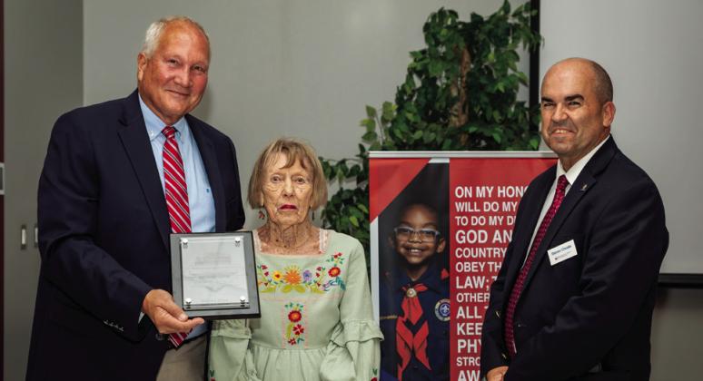Last year’s recipient of the Alan Haddock Community Citizenship Award was Bob Weaver (left) is pictured with Sue Winteringer and Steven Choate. Weaver, a life-long Shawnee resident was recognized in 2024 for his lifelong dedication to Scouting and the Shawnee community. Photo provided