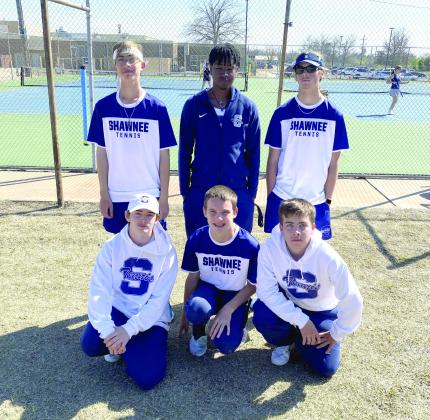 The Shawnee Boys Tennis Team is back row, Carter Schollenbarger, Kelon Chandler, Austin Yates, front row, Benji Cole, Bryce Comstock and Hagen Wells. Photo provided.