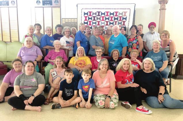 Thirty members of Shawnee’s Spinning Spools Quilt Guild attended Quilt Camp, which was held June 24-26 at the Shawnee Masonic Lodge. The theme for this camp was patriotic quilts. Photo provided.