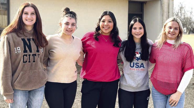 Tecumseh High School will holds its Wrestling Homecoming on Tuesday, Feb. 4. Pictured above, from left, are: freshman attendant Kylie Gokey, senior candidates Trinity Rakestraw, Zariyah Masquas, Vivian Hays, and sophomore attendant Embrie Smith. Photo provided