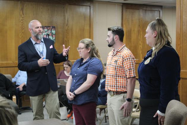 SHS Principal Matt Johnson speaks about the Ag Education teachers and senior Macy Nelson.