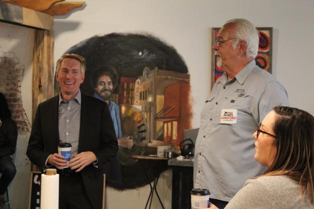 Rick Stiles, right, introduces U.S. Senator James Lankford.