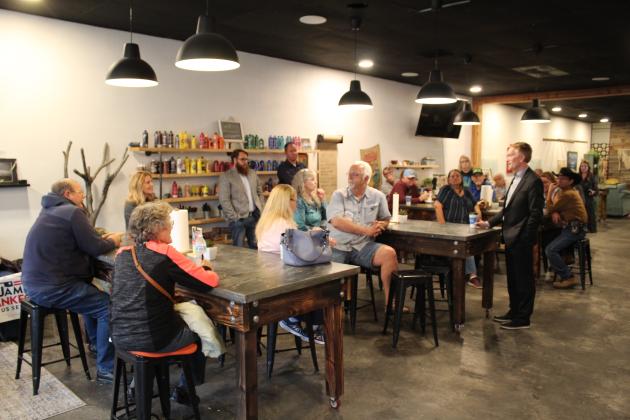 U.S. Senator James Lankford speaks at Coffee N' Crafts on April 19.