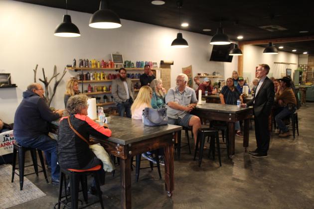 U.S. Senator James Lankford speaks at Coffee N' Crafts on April 19.
