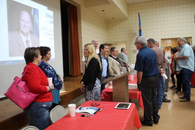 Several people ask question following the Tecumseh Chamber Legislator's Luncheon.