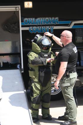 Trying on a Bomb Squad suit