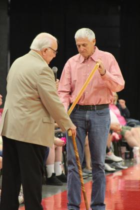 "Rocky" Barrett reads a Proclamation with Ed Bolt's assistance.